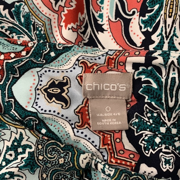 Chico's Green White Paisley Print Shift Dress Size 0 Small - Picture 8 of 8